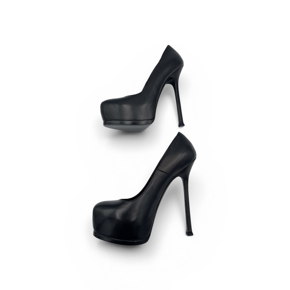 Saint Laurent Tribtoo Platform Pumps Black Leather –Size 38.5 US 8.5 - Picture 9 of 14